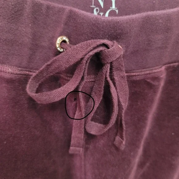 NY&C Velour Sweatsuit Sz M Burgundy Zip Hoodie Wide Leg Pants Set Y2K Athletic - Picture 7 of 14